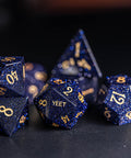 URWizards Dnd Blue Sandstone Engraved Dice Set YEET & F*CK - Urwizards