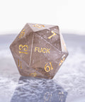 URWizards Dnd Smoky Quartz Engraved Dice Set YEET & F*CK - Urwizards