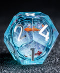 URWizards D&D Starry Liquid Heart Resin Engraved Dice Set Koi Fish - Urwizards