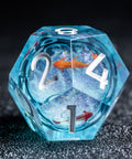 URWizards D&D Starry Liquid Heart Resin Engraved Dice Set Koi Fish - Urwizards