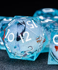 URWizards D&D Starry Liquid Heart Resin Engraved Dice Set Koi Fish - Urwizards
