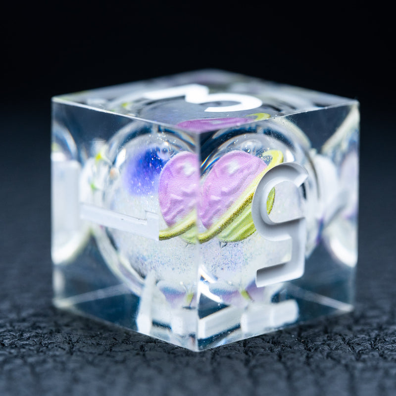 URWizards D&D Starry Liquid Heart Resin Engraved Dice Set Universe - Urwizards