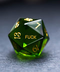 URWizards Dnd Peridot Gemstone Engraved Dice Set YEET & F*CK - Urwizards