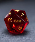 URWizards Dnd Garnet Glass Engraved Dice Set YEET & F*CK - Urwizards