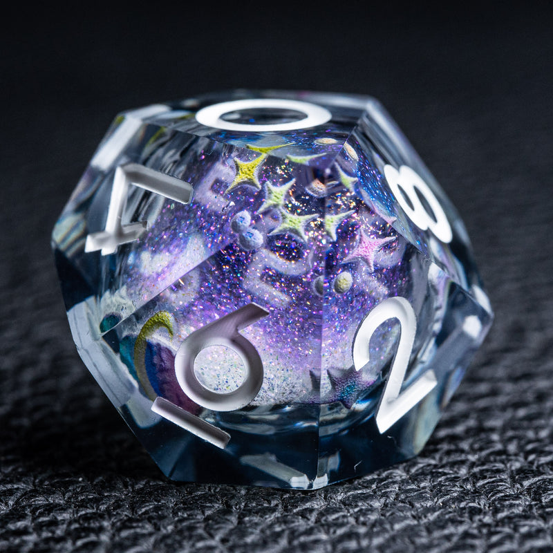 URWizards D&D Starry Liquid Heart Resin Engraved Dice Set Universe - Urwizards