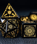 URWizards D&D Obsidian Engraved Dice Set Tarot - Urwizards