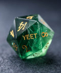 URWizards Dnd Green Fluorite Gemstone Engraved Dice Set YEET & F*CK - Urwizards