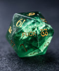 URWizards Dnd Green Fluorite Gemstone Engraved Dice Set YEET & F*CK - Urwizards
