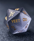 URWizards Dnd Grey Cat's Eye Stone Engraved Dice Set YEET & F*CK - Urwizards