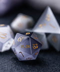 URWizards Dnd Grey Cat's Eye Stone Engraved Dice Set YEET & F*CK - Urwizards