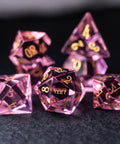URWizards Dnd Pink Gemstone Engraved Dice Set YEET & F*CK - Urwizards