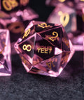 URWizards Dnd Pink Gemstone Engraved Dice Set YEET & F*CK - Urwizards