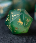 URWizards Dnd Green Agate Engraved Dice Set Unicorn Style - Urwizards