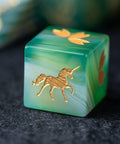 URWizards Dnd Green Agate Engraved Dice Set Unicorn Style - Urwizards