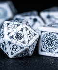 URWizards D&D White Howlite Engraved Dice Set Tarot - Urwizards