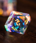 URWizards Dnd Dichroic Prism  Glass Gemstone Engraved Dice Set Wizard Lightning - Urwizards
