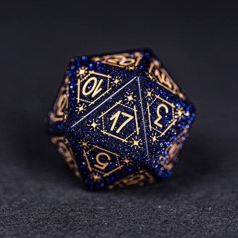 URWizards Dnd Engraved Blue Sandstone D20 Dice Astrology Style - Urwizards
