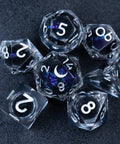 URWizards D&D Dark Liquid Heart Resin Engraved Dice Set - Urwizards