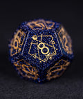 URWizards Dnd Blue Sandstone Engraved Dice Set Astrology Style Gold Inked - Urwizards