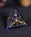 URWizards Dnd Blue Sandstone Engraved Dice Set Astrology Style Gold Inked - Urwizards