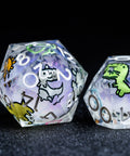 URWizards D&D Starry Liquid Heart Resin Engraved Dice Set Dinosaur - Urwizards