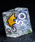 URWizards D&D Starry Liquid Heart Resin Engraved Dice Set Dinosaur - Urwizards