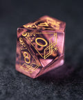 URWizards Dnd Pink Glass Engraved Dice Set Astrology Style - Urwizards