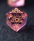 URWizards Dnd Pink Glass Engraved Dice Set Astrology Style - Urwizards