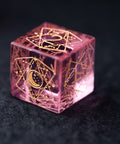 URWizards Dnd Pink Glass Engraved Dice Set Astrology Style - Urwizards