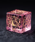 URWizards Dnd Pink Glass Engraved Dice Set Astrology Style - Urwizards