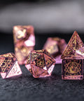 URWizards Dnd Pink Glass Engraved Dice Set Astrology Style - Urwizards