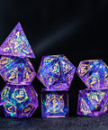 URWizards D&D Resin Purple Glitter Engraved Dice Set Wizard Style - Urwizards