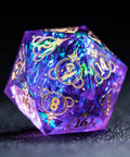 URWizards D&D Resin Purple Glitter Engraved Dice Set Wizard Style - Urwizards