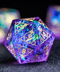 URWizards D&D Resin Purple Glitter Engraved Dice Set Wizard Style - Urwizards
