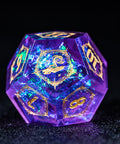 URWizards D&D Resin Purple Glitter Engraved Dice Set Wizard Style - Urwizards