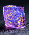 URWizards D&D Resin Purple Glitter Engraved Dice Set Wizard Style - Urwizards