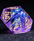 URWizards D&D Resin Purple Glitter Engraved Dice Set Wizard Style - Urwizards