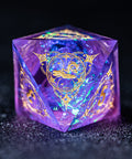 URWizards D&D Resin Purple Glitter Engraved Dice Set Wizard Style - Urwizards