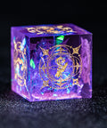 URWizards D&D Resin Purple Glitter Engraved Dice Set Wizard Style - Urwizards