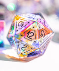 URWizards Dnd Dichroic Glass Engraved Dice Set Astrology Black Inked - Urwizards
