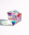 URWizards Dnd Dichroic Glass Engraved Dice Set Astrology Black Inked - Urwizards