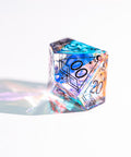 URWizards Dnd Dichroic Glass Engraved Dice Set Astrology Black Inked - Urwizards