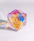 URWizards Dnd Dichroic Glass Engraved Dice Set Astrology Rose Red Inked - Urwizards