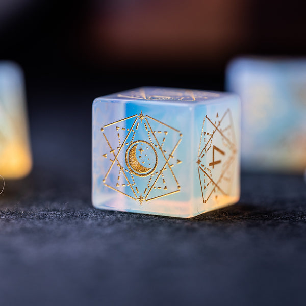 URWizards Dnd Opalite Engraved Dice Set Astrology Style - Urwizards