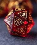URWizards Dnd Garnet Glass Engraved Dice Set Astrology Style - Urwizards
