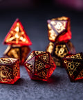 URWizards Dnd Garnet Glass Engraved Dice Set Astrology Style - Urwizards