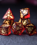 URWizards Dnd Garnet Glass Engraved Dice Set Astrology Style - Urwizards