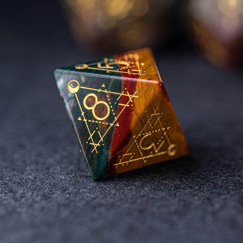 URWizards Dnd Indian Agate Engraved Dice Set Astrology Style - Urwizards