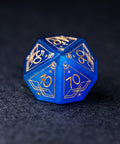 URWizards Dnd Blue Cat's Eye Stone Engraved Dice Set Astrology Style - Urwizards
