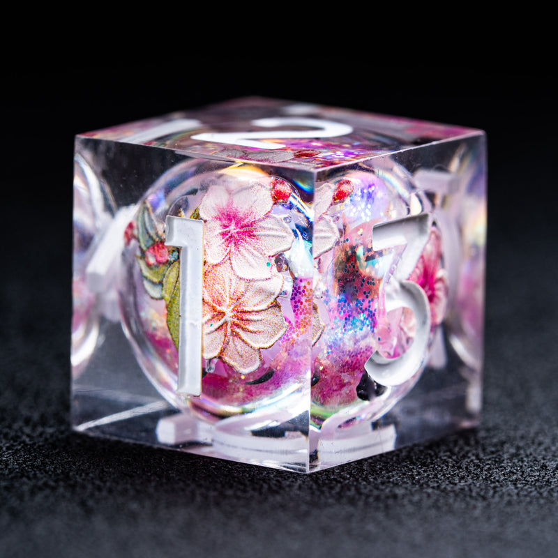 URWizards D&D Liquid Core Resin Engraved Dice Set Sakura - Urwizards